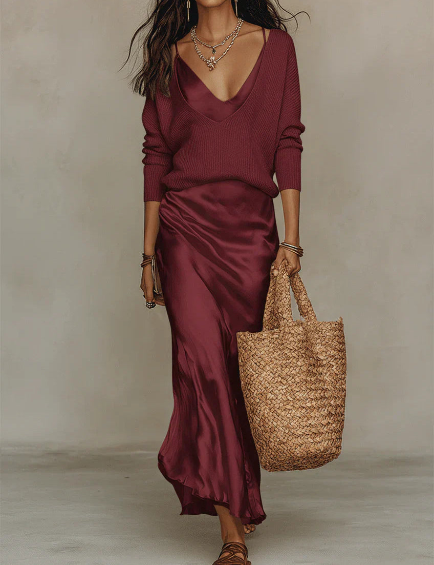 Elena - Vestido Midi em Cetim