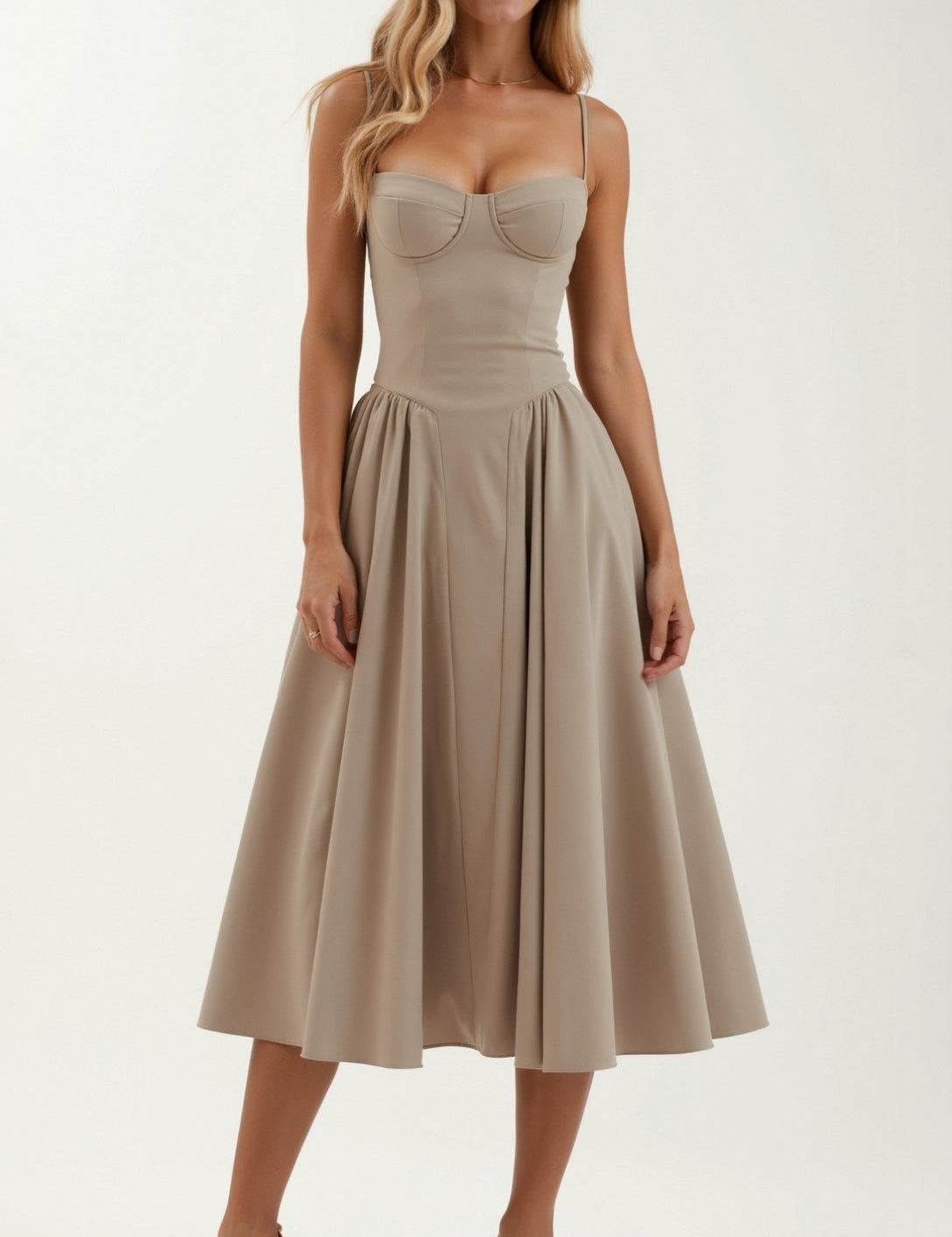 Odete - Vestido midi corpete estruturado