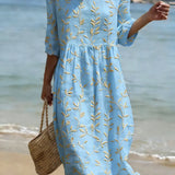 Vestido casual feminino com estampado floral