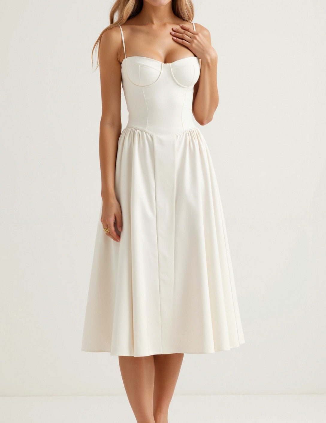 Odete - Vestido midi corpete estruturado