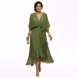 Monica - Vestido em Chiffon com Decote em V
