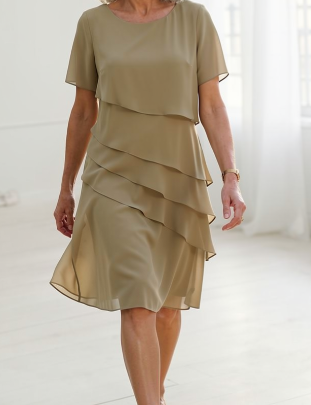 Lídia - Vestido Ruffle de Conforto Elegante