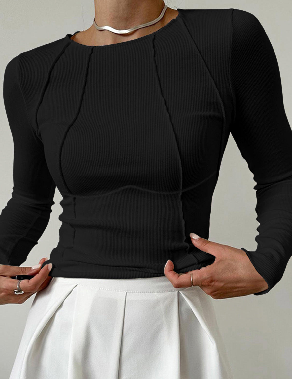 Top Slim Fit de Manga Comprida