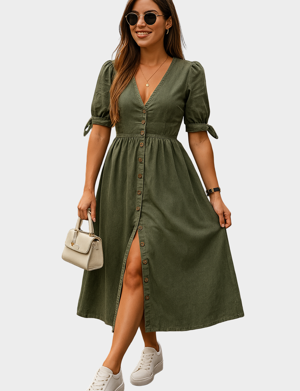 Vestido de ganga com botões