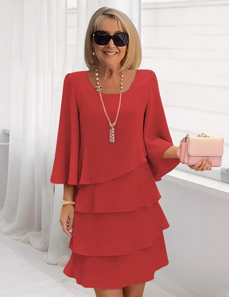Élise – Vestido Elegante Fluido com Folhos