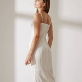 The Water Ripple Textured Cami White Dress - RIHOAS