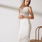 The Water Ripple Textured Cami White Dress - RIHOAS