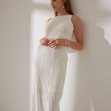 The Water Ripple Textured Cami White Dress - RIHOAS