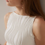 The Water Ripple Textured Cami White Dress - RIHOAS