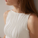The Water Ripple Textured Cami White Dress - RIHOAS