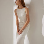 The Water Ripple Textured Cami White Dress - RIHOAS