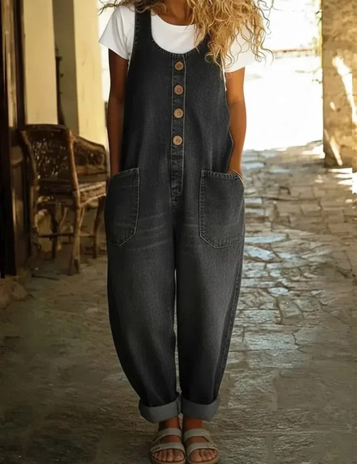 LENNA | JARDINEIRA EM DENIM DE ALGODÃO VINTAGE