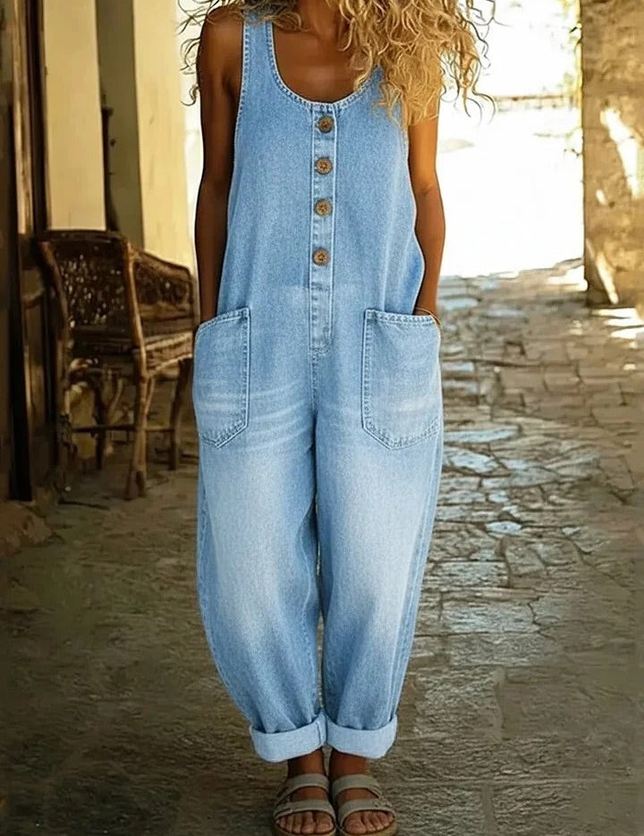LENNA | JARDINEIRA EM DENIM DE ALGODÃO VINTAGE
