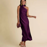Vestido Acetinado Ameixa | A Convidada Perfeita