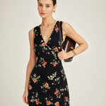 Women's Woven Polyester Mini Dress Black Dresses - RIHOAS